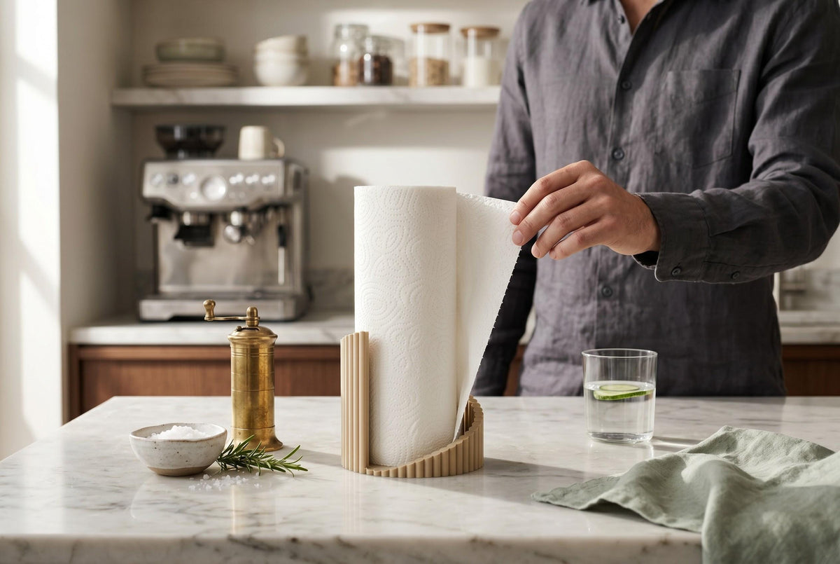 Ribbed 3D-Printed Paper Towel Holder — view 2, 3D printed, HappyLayerMint Malta