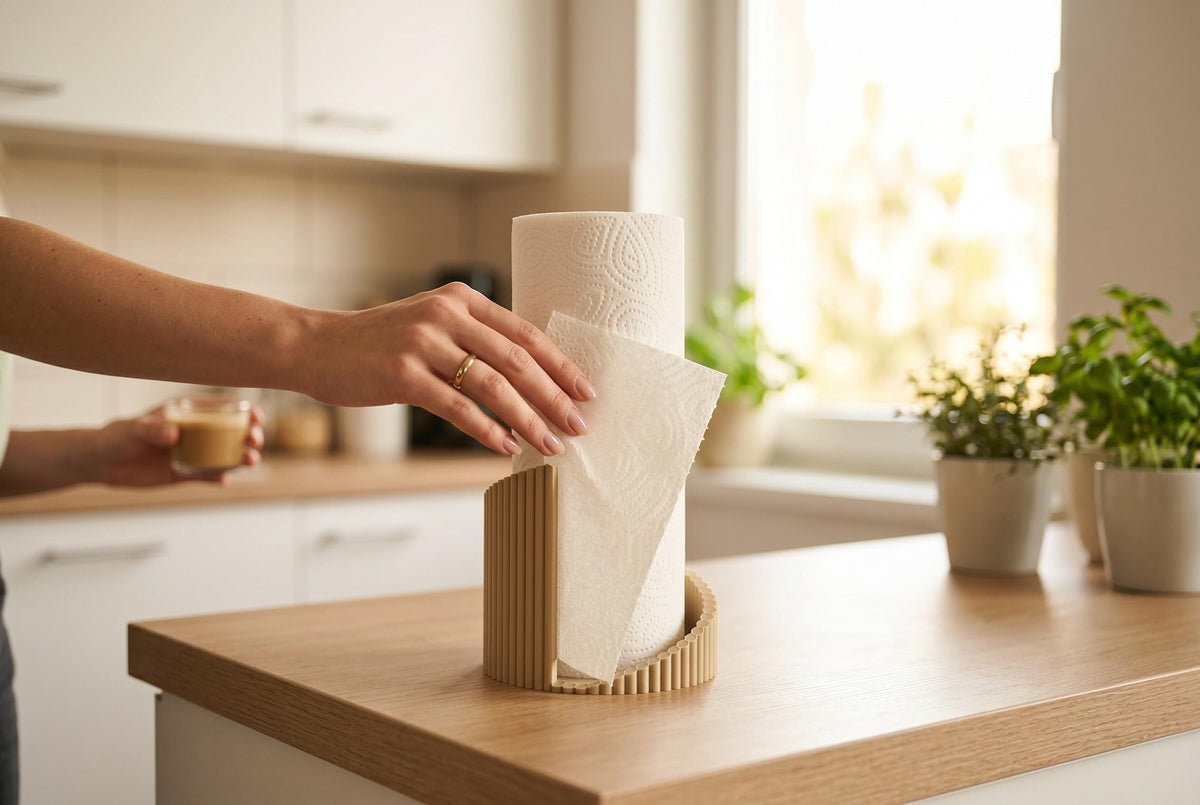 Ribbed 3D-Printed Paper Towel Holder — view 5, 3D printed, HappyLayerMint Malta