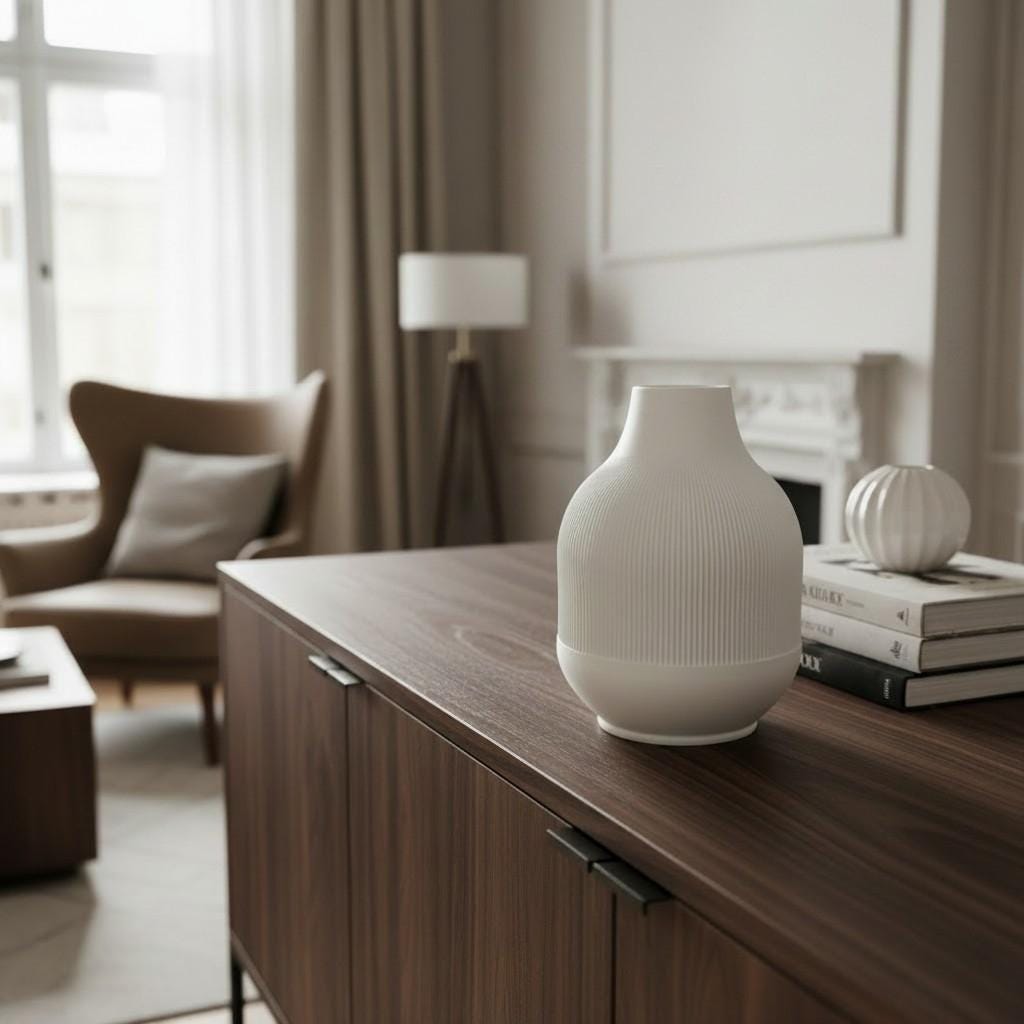 Modern Ribbed Vase, Minimalist Flower Vase, Contemporary Home Decor, Decorative Vase for Living Room, Office or Bedroom