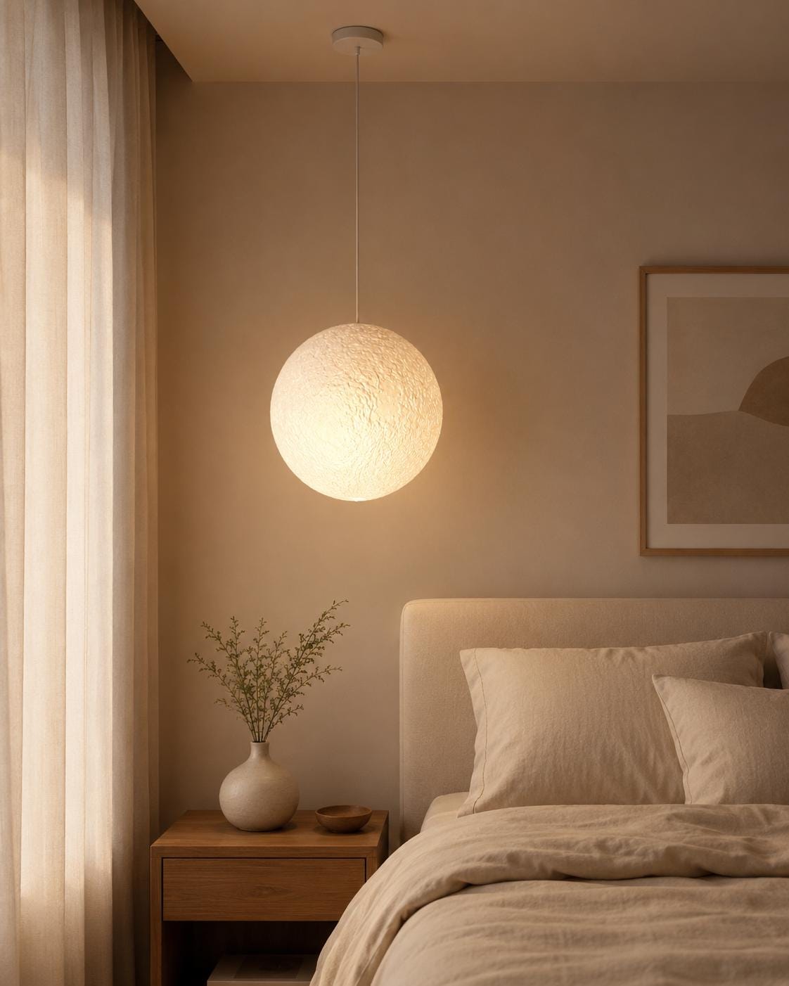 3D Printed Moon Pendant Lamp Shade | Textured Ceiling Light (PLA)