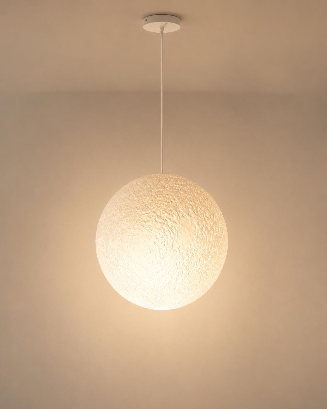 3D Printed Moon Pendant Lamp Shade | Textured Ceiling Light (PLA)