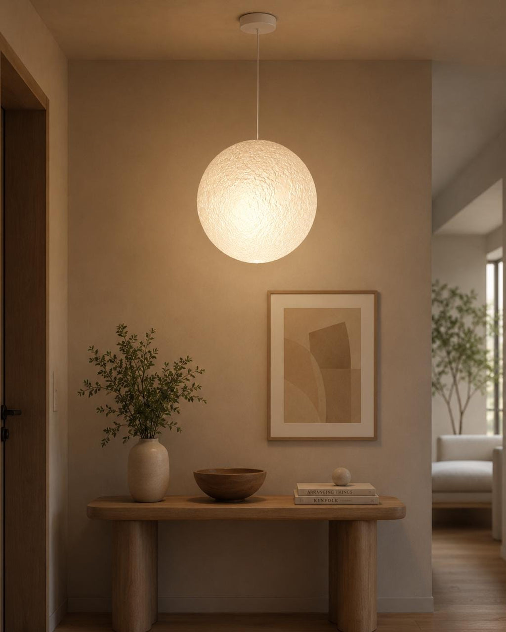 3D Printed Moon Pendant Lamp Shade | Textured Ceiling Light (PLA)