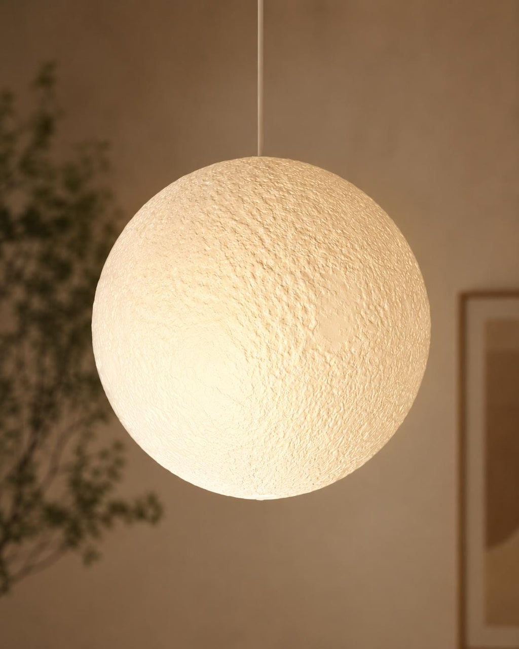 3D Printed Moon Pendant Lamp Shade | Textured Ceiling Light (PLA)