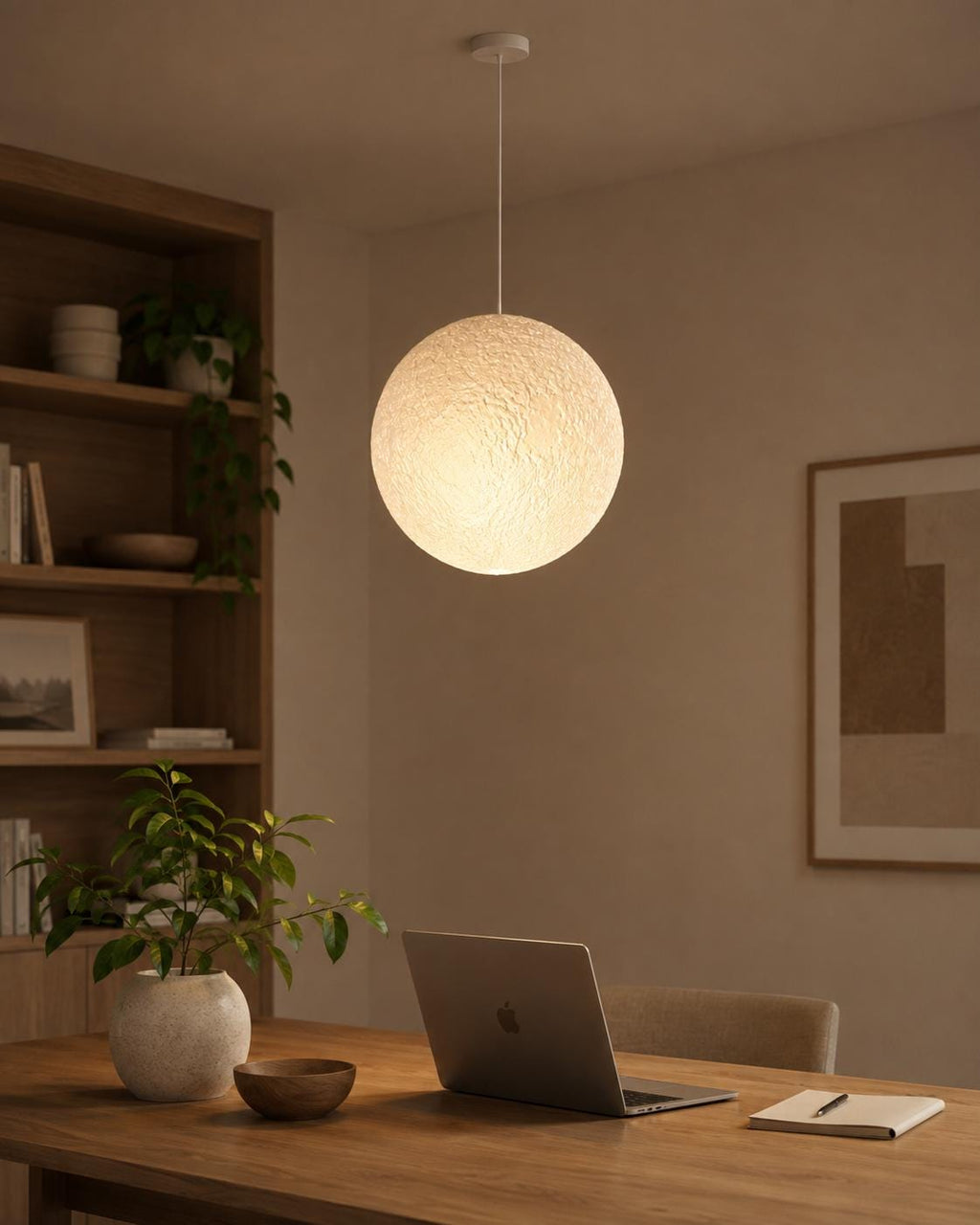 3D Printed Moon Pendant Lamp Shade | Textured Ceiling Light (PLA)