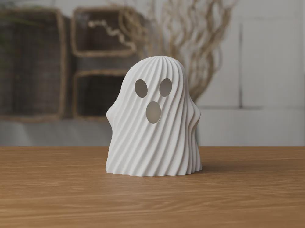 3D Printed Ghost Tealight Holder, Twisted Halloween Shelf Decor, PLA Plastic Ornament