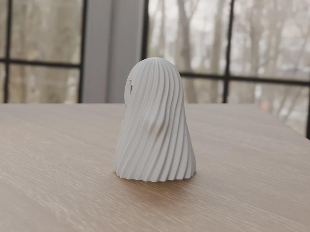 3D Printed Ghost Tealight Holder, Twisted Halloween Shelf Decor, PLA Plastic Ornament