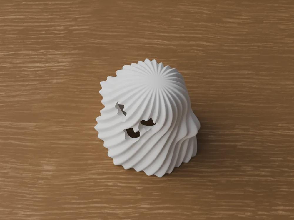 3D Printed Ghost Tealight Holder, Twisted Halloween Shelf Decor, PLA Plastic Ornament