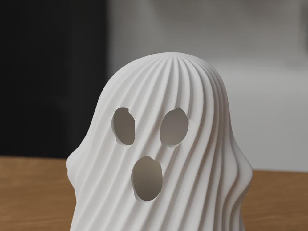 3D Printed Ghost Tealight Holder, Twisted Halloween Shelf Decor, PLA Plastic Ornament