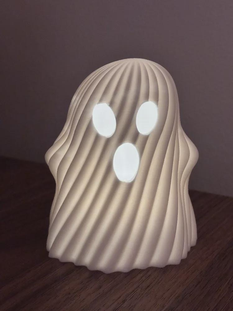 3D Printed Ghost Tealight Holder, Twisted Halloween Shelf Decor, PLA Plastic Ornament