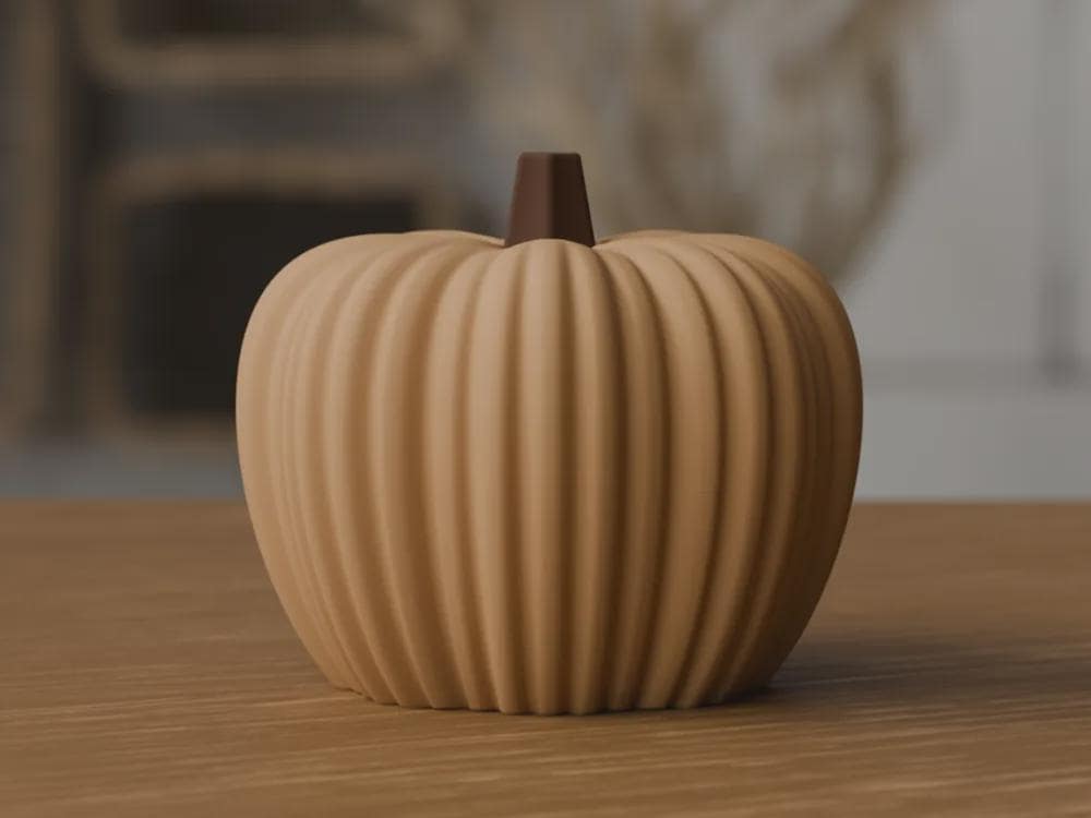 3D Printed Ribbed Pumpkin Decoration, Autumn Shelf Accent, Fall Centrepiece Ornament