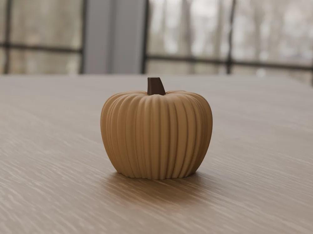 3D Printed Ribbed Pumpkin Decoration, Autumn Shelf Accent, Fall Centrepiece Ornament