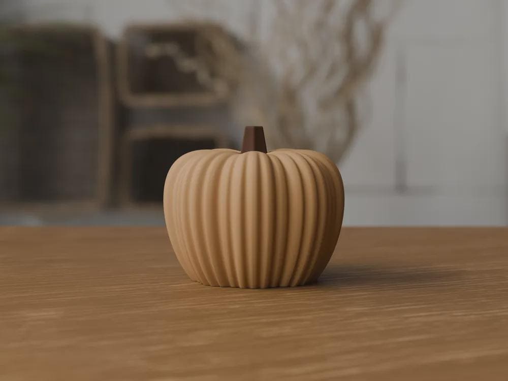 3D Printed Ribbed Pumpkin Decoration, Autumn Shelf Accent, Fall Centrepiece Ornament