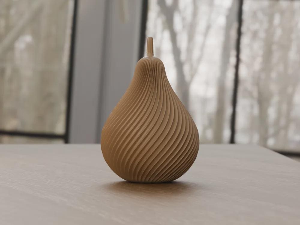 3D Printed Autumn Pear Decoration, Rustic Harvest Shelf Accent (PLA)