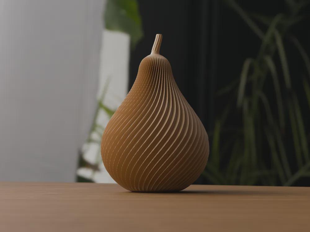 3D Printed Autumn Pear Decoration, Rustic Harvest Shelf Accent (PLA)