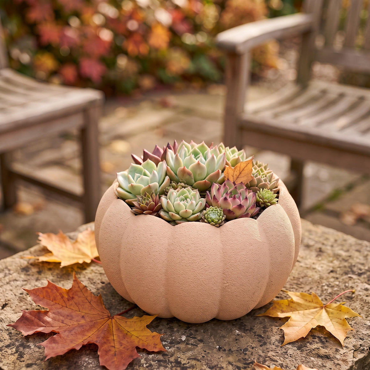 3D Printed Pumpkin Planter, Autumn Succulent Pot, Harvest Decor (Made in Malta)