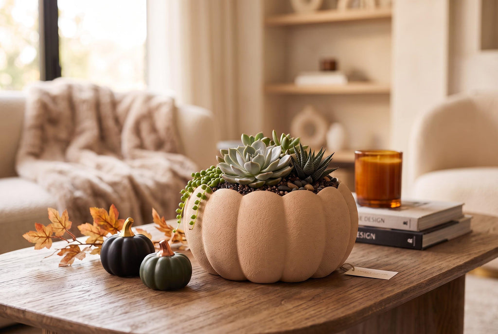3D Printed Pumpkin Planter, Autumn Succulent Pot, Harvest Decor (Made in Malta)