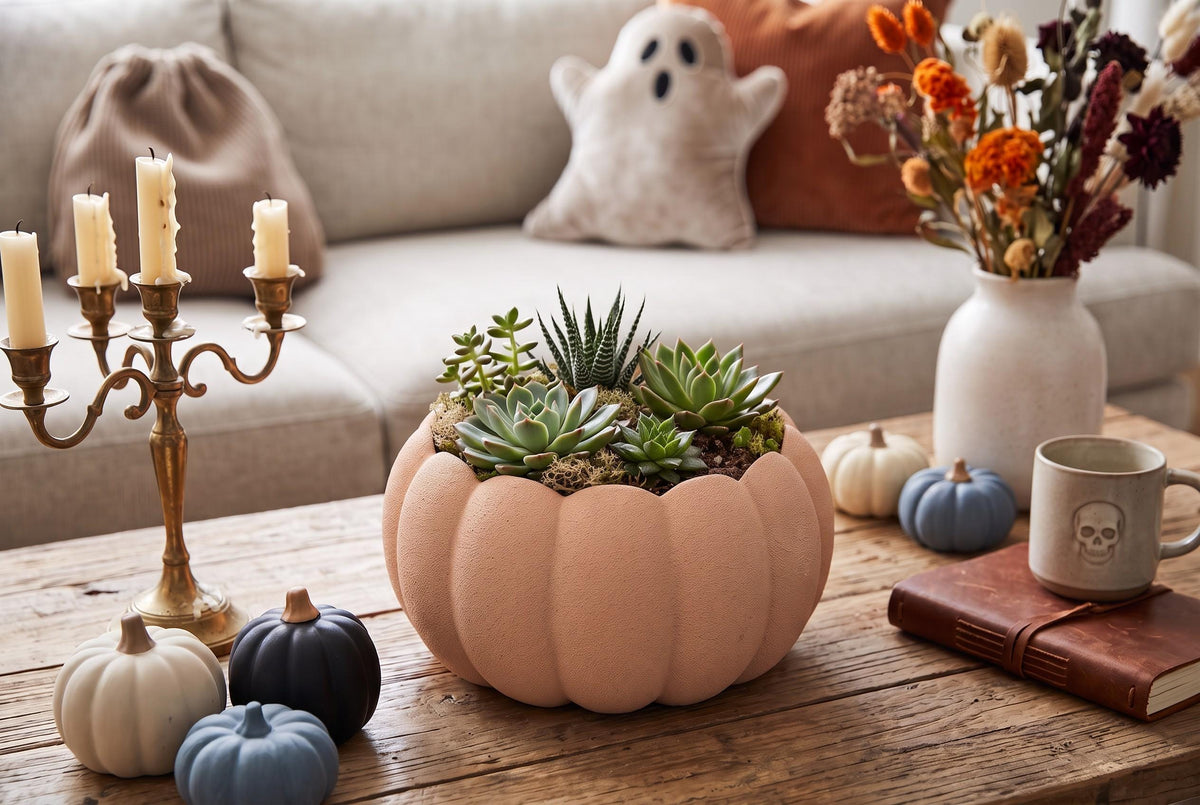 3D Printed Pumpkin Planter, Autumn Succulent Pot, Harvest Decor (Made in Malta)