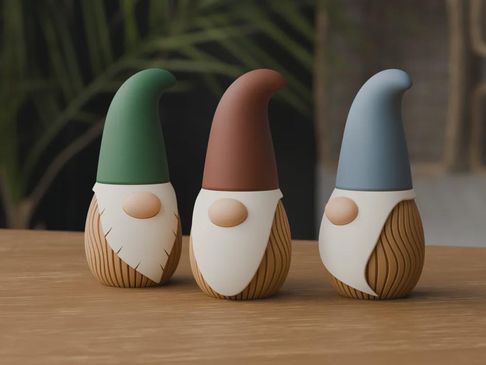3D Printed Nordic Gnome Figurine, Wavy Scandi Holiday Decor (12cm)