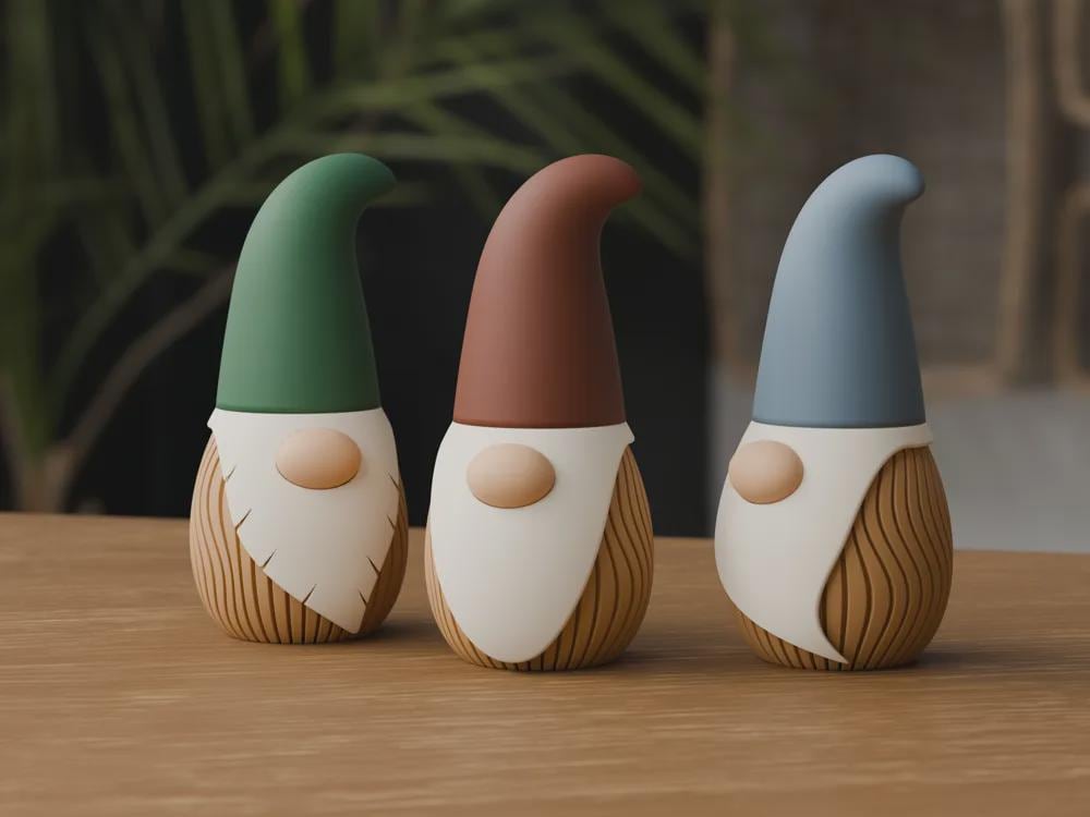 3D Printed Nordic Gnome Figurine, Wavy Scandi Holiday Decor (12cm)