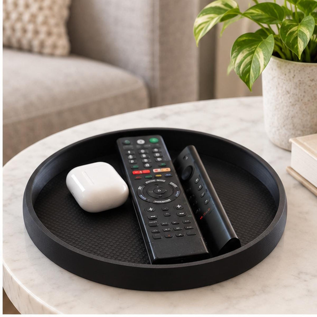 Minimalist Black 3D Printed Catchall Tray, Entryway Organizer (Matte Finish)