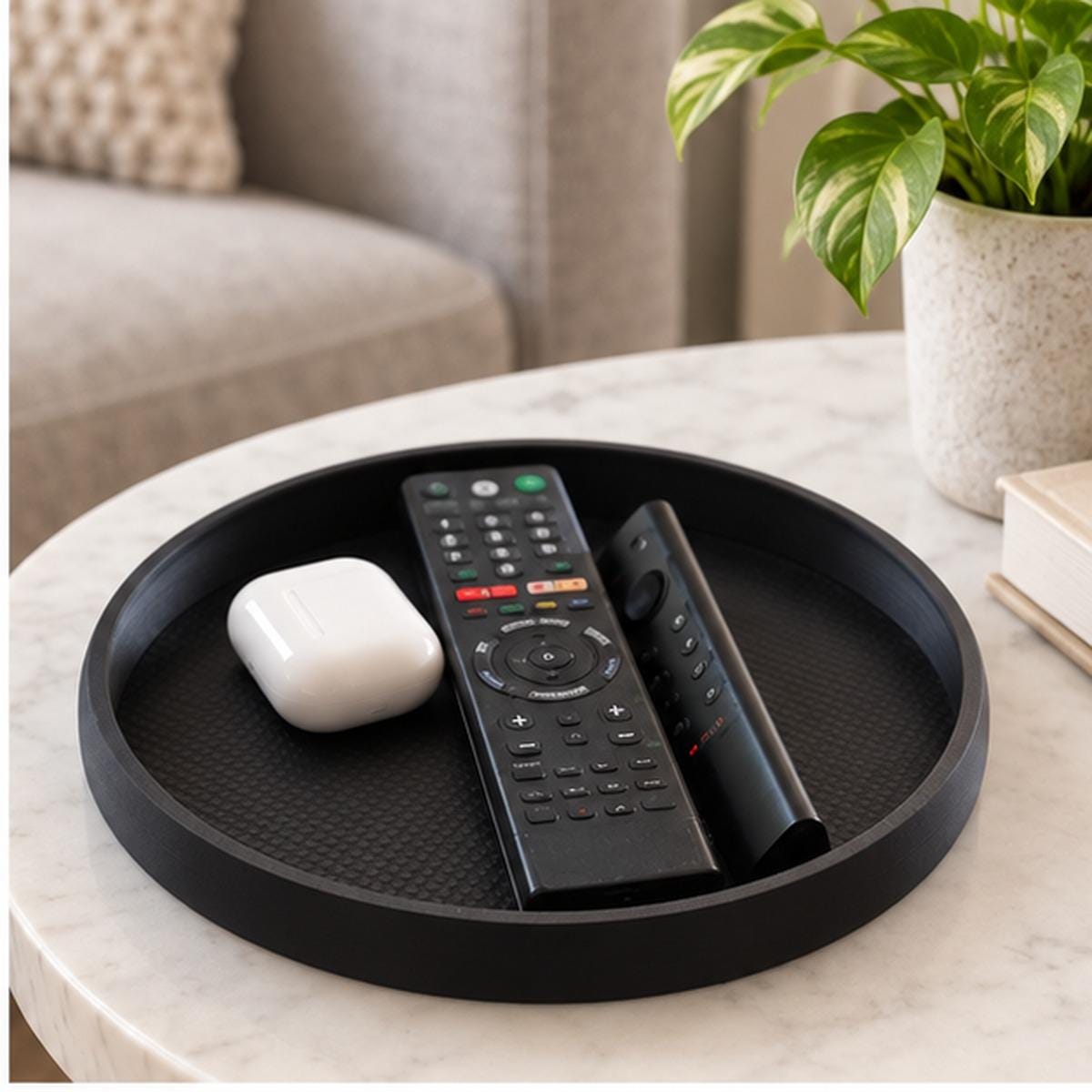 Minimalist Black 3D Printed Catchall Tray, Entryway Organizer (Matte Finish)