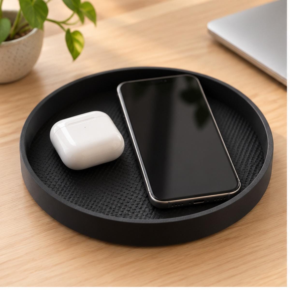 Minimalist Black 3D Printed Catchall Tray, Entryway Organizer (Matte Finish)