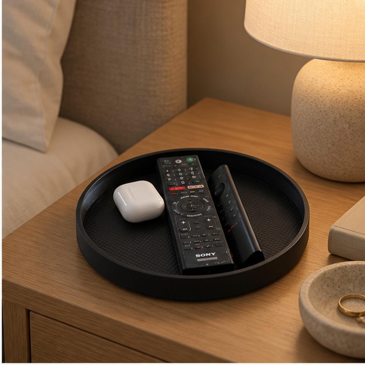 Minimalist Black 3D Printed Catchall Tray, Entryway Organizer (Matte Finish)