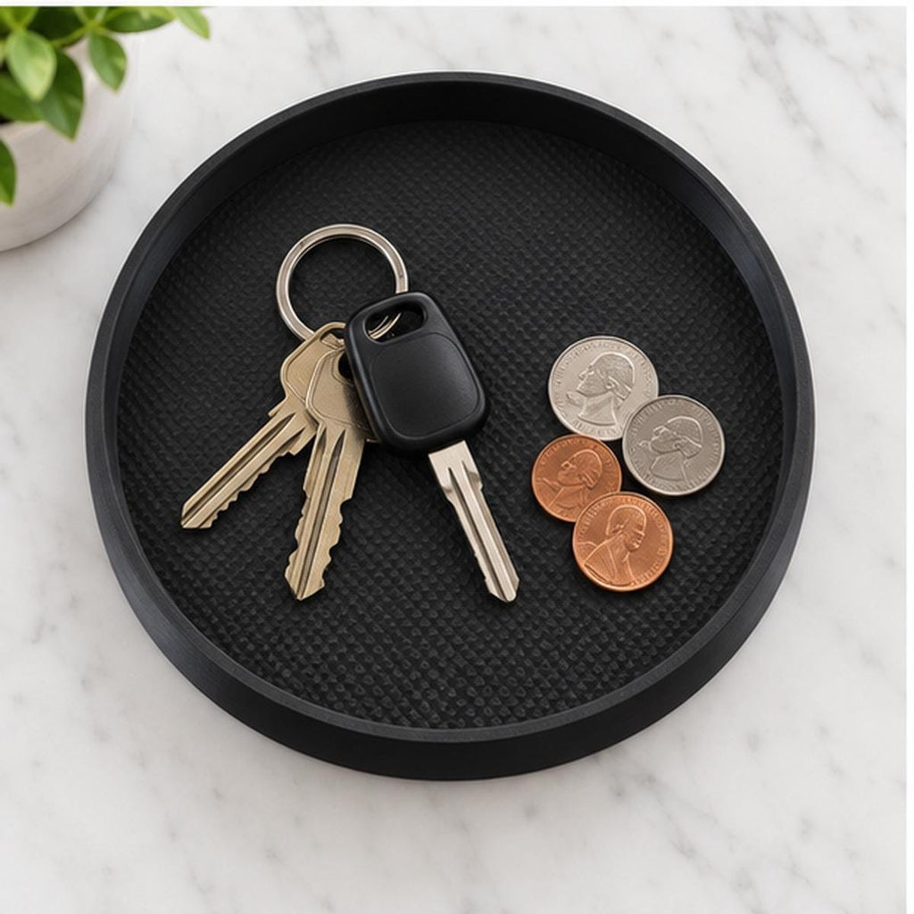 Minimalist Black 3D Printed Catchall Tray, Entryway Organizer (Matte Finish)