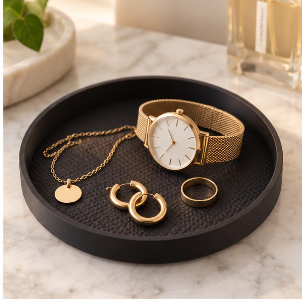 Minimalist Black 3D Printed Catchall Tray, Entryway Organizer (Matte Finish)