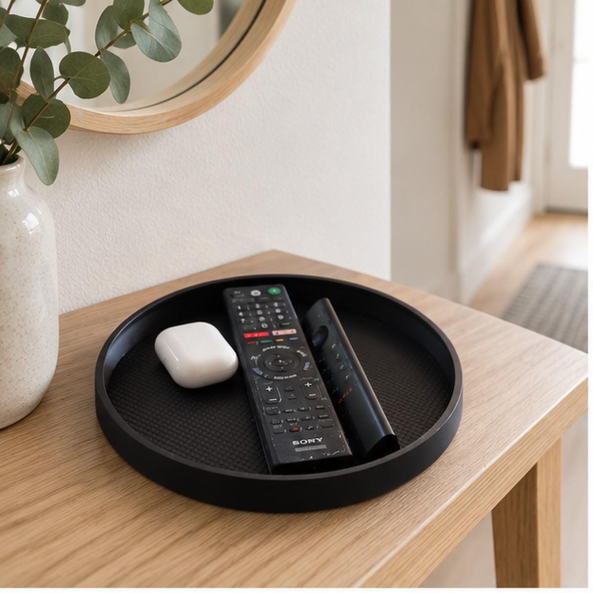 Minimalist Black 3D Printed Catchall Tray, Entryway Organizer (Matte Finish)