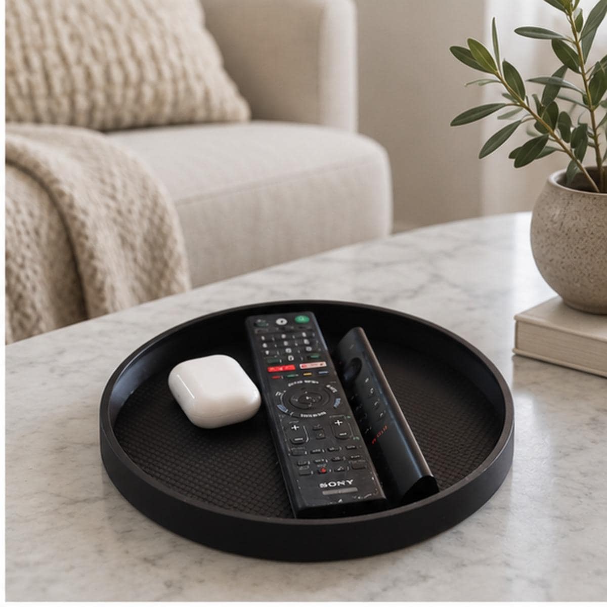 Minimalist Black 3D Printed Catchall Tray, Entryway Organizer (Matte Finish)