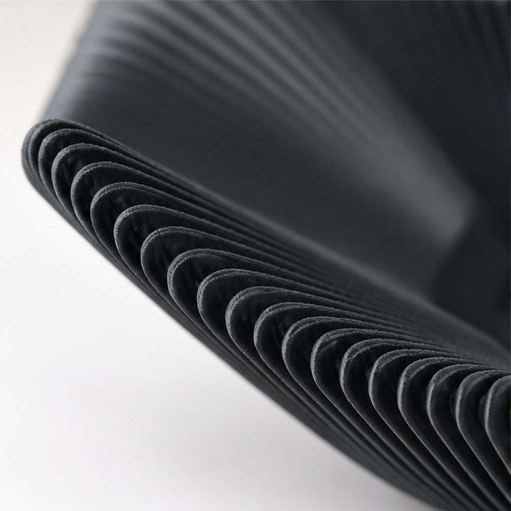 3D Printed Black Pleated Bowl, Folded Rim Sculptural Centrepiece, Japandi Decor