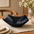 3D Printed Black Pleated Bowl, Folded Rim Sculptural Centrepiece, Japandi Decor