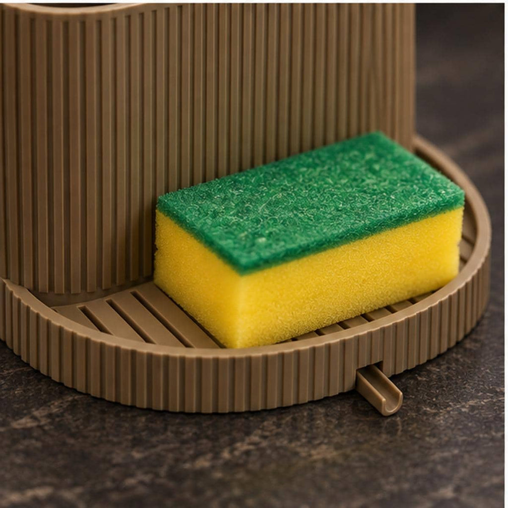 3D Printed Ribbed Sink Caddy, Draining Tray, Kitchen Utensil Holder (Taupe-Brown)