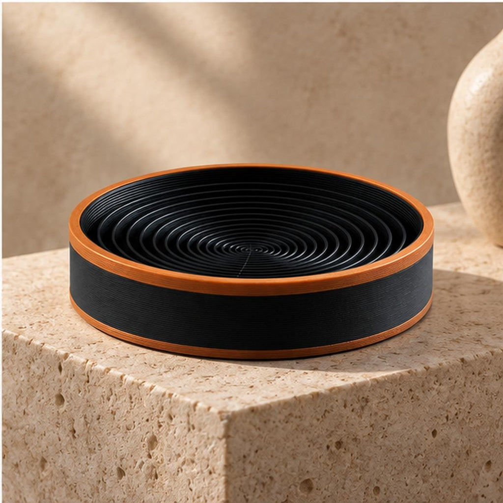 3D Printed Spiral Catchall Tray, Black & Copper Valet Dish, Modern Desk Organiser