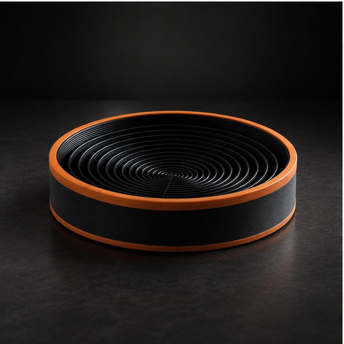 3D Printed Spiral Catchall Tray, Black & Copper Valet Dish, Modern Desk Organiser