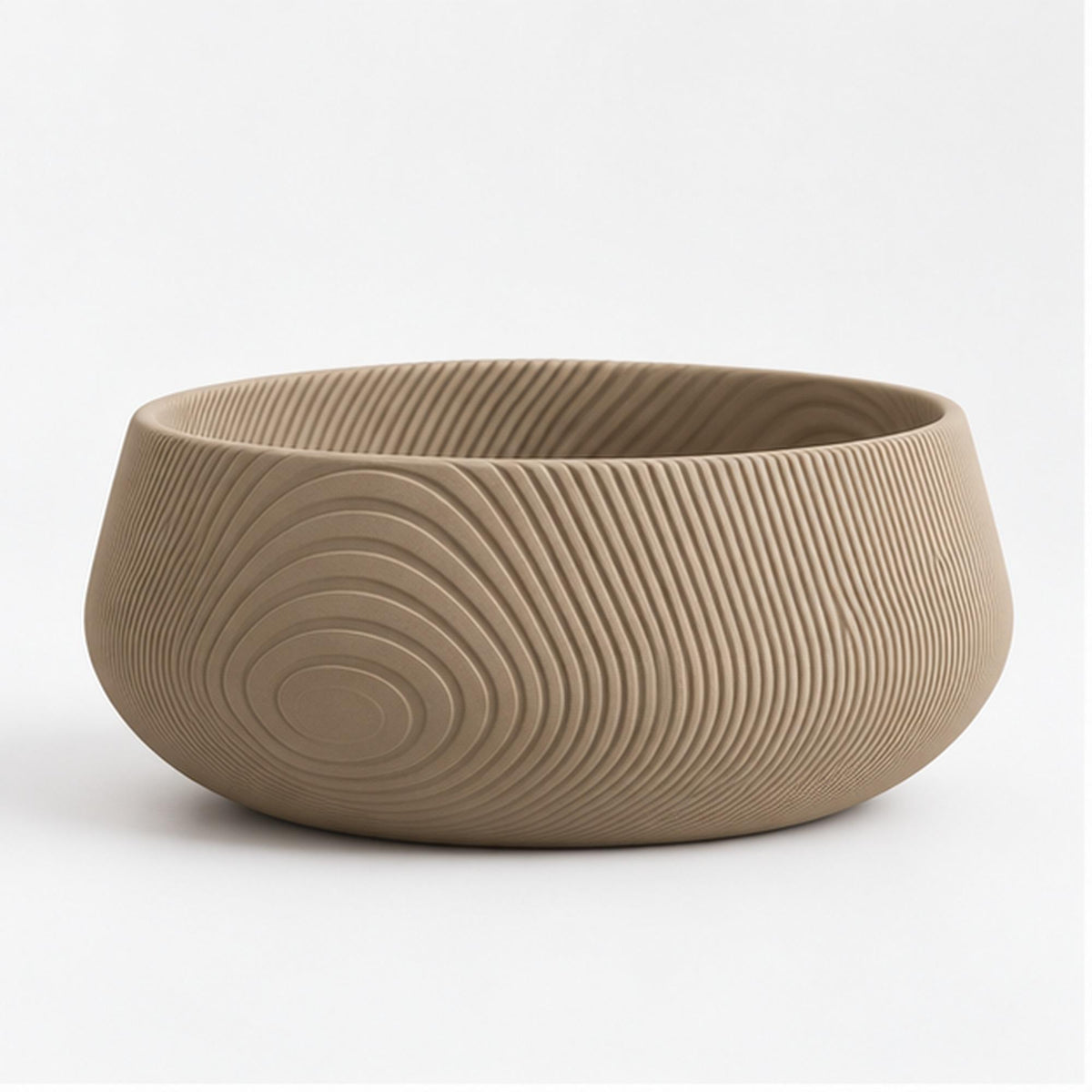 3D Printed Beige Contour Bowl, Japandi Organic Modern Decor, Textured Centrepiece