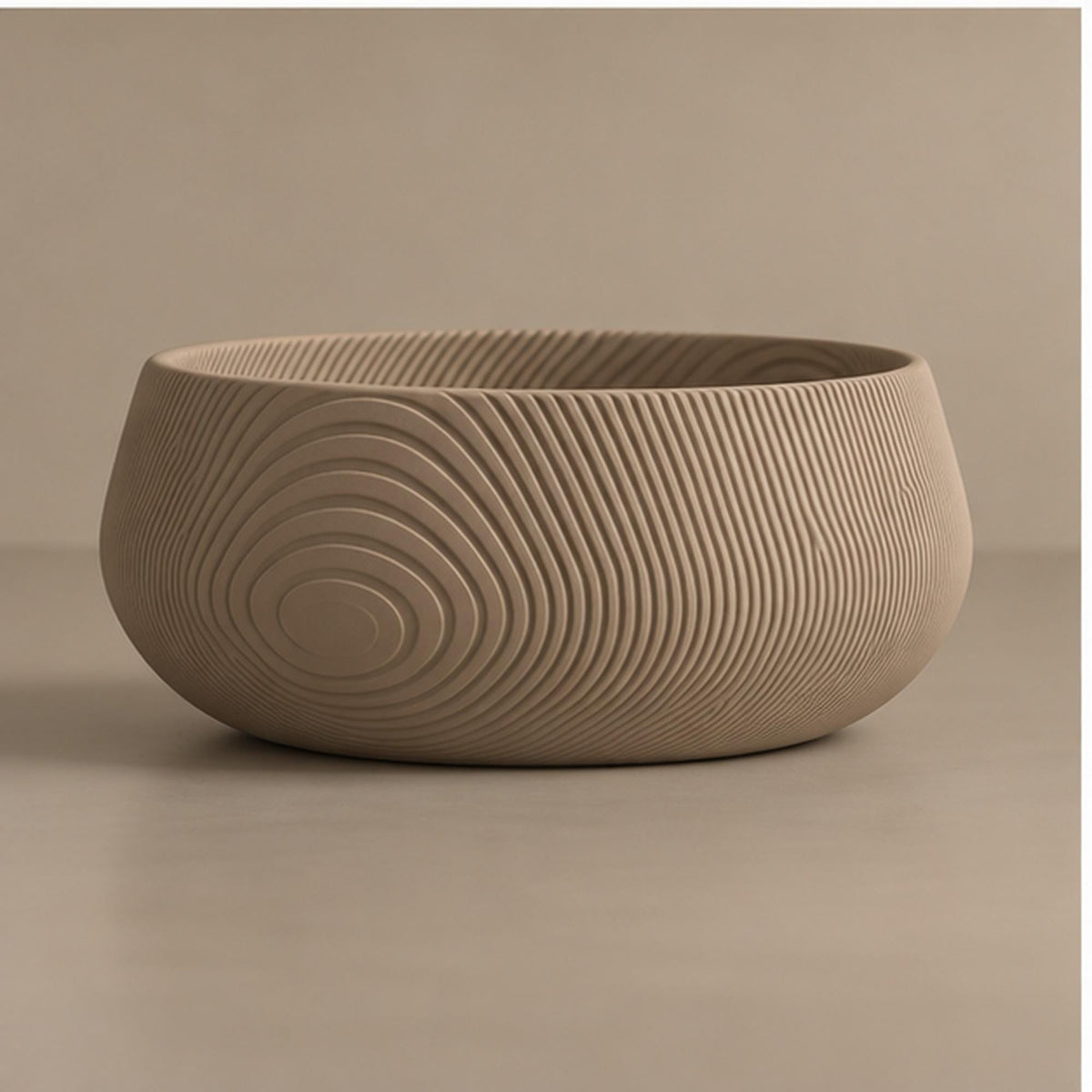 3D Printed Beige Contour Bowl, Japandi Organic Modern Decor, Textured Centrepiece