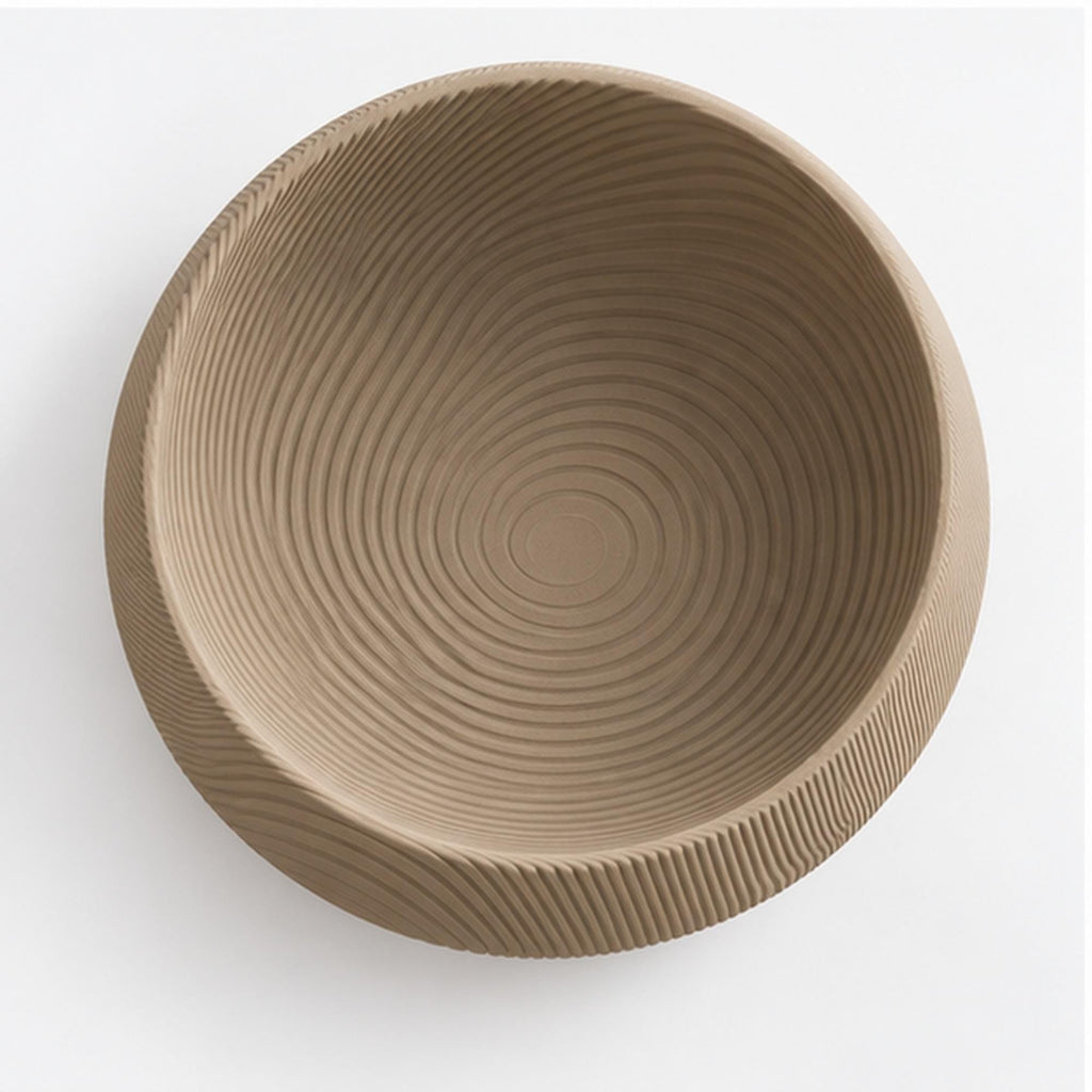 3D Printed Beige Contour Bowl, Japandi Organic Modern Decor, Textured Centrepiece