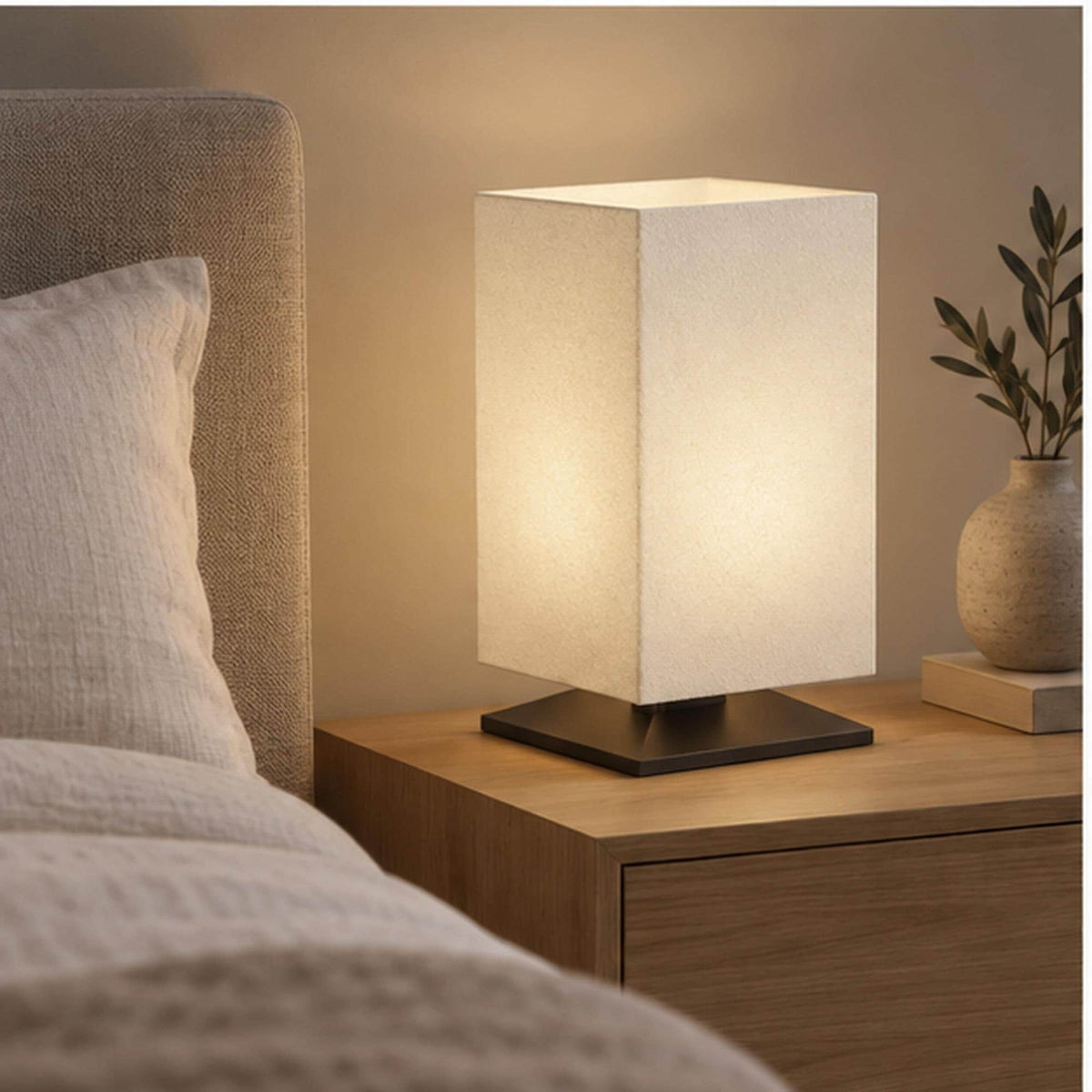 Minimalist Japanese Table Lamp, 3D Printed Warm Ambient Light, Zen Reading Corner Decor