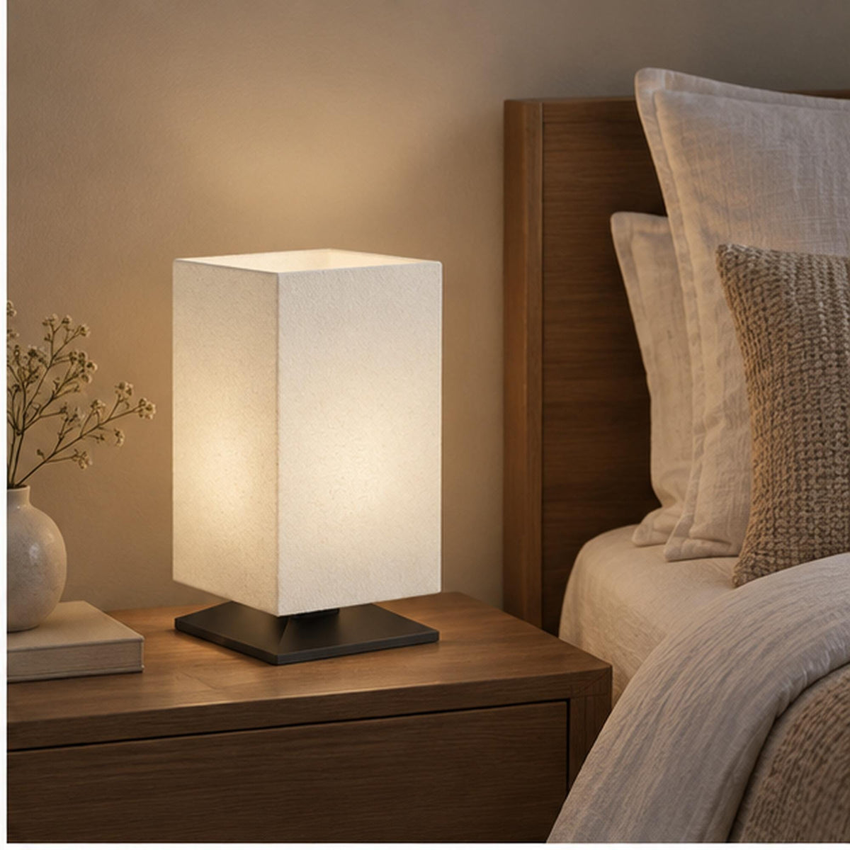 Minimalist Japanese Table Lamp, 3D Printed Warm Ambient Light, Zen Reading Corner Decor