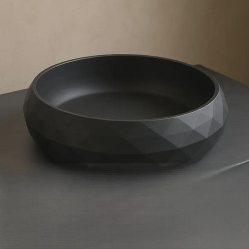 3D Printed Geometric Catchall Bowl, Modern Black Faceted Entryway Decor, Desk Organizer (Housewarming Gift)