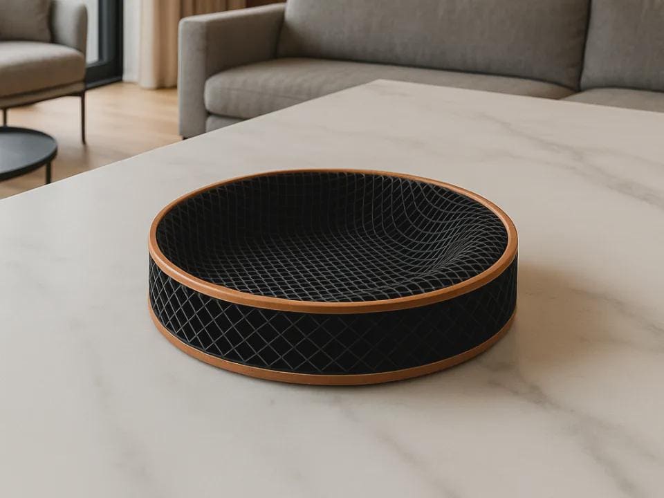 3D Printed Honeycomb Tray, Black & Copper Geometric Organizer, Modern Desk Catchall
