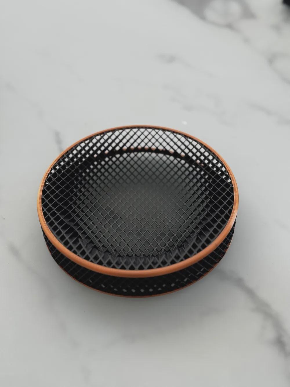 3D Printed Honeycomb Tray, Black & Copper Geometric Organizer, Modern Desk Catchall