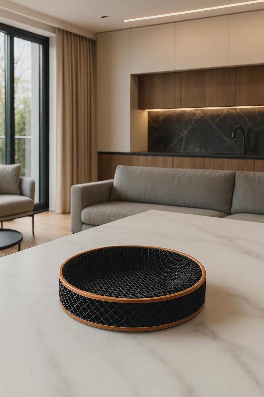 3D Printed Honeycomb Tray, Black & Copper Geometric Organizer, Modern Desk Catchall