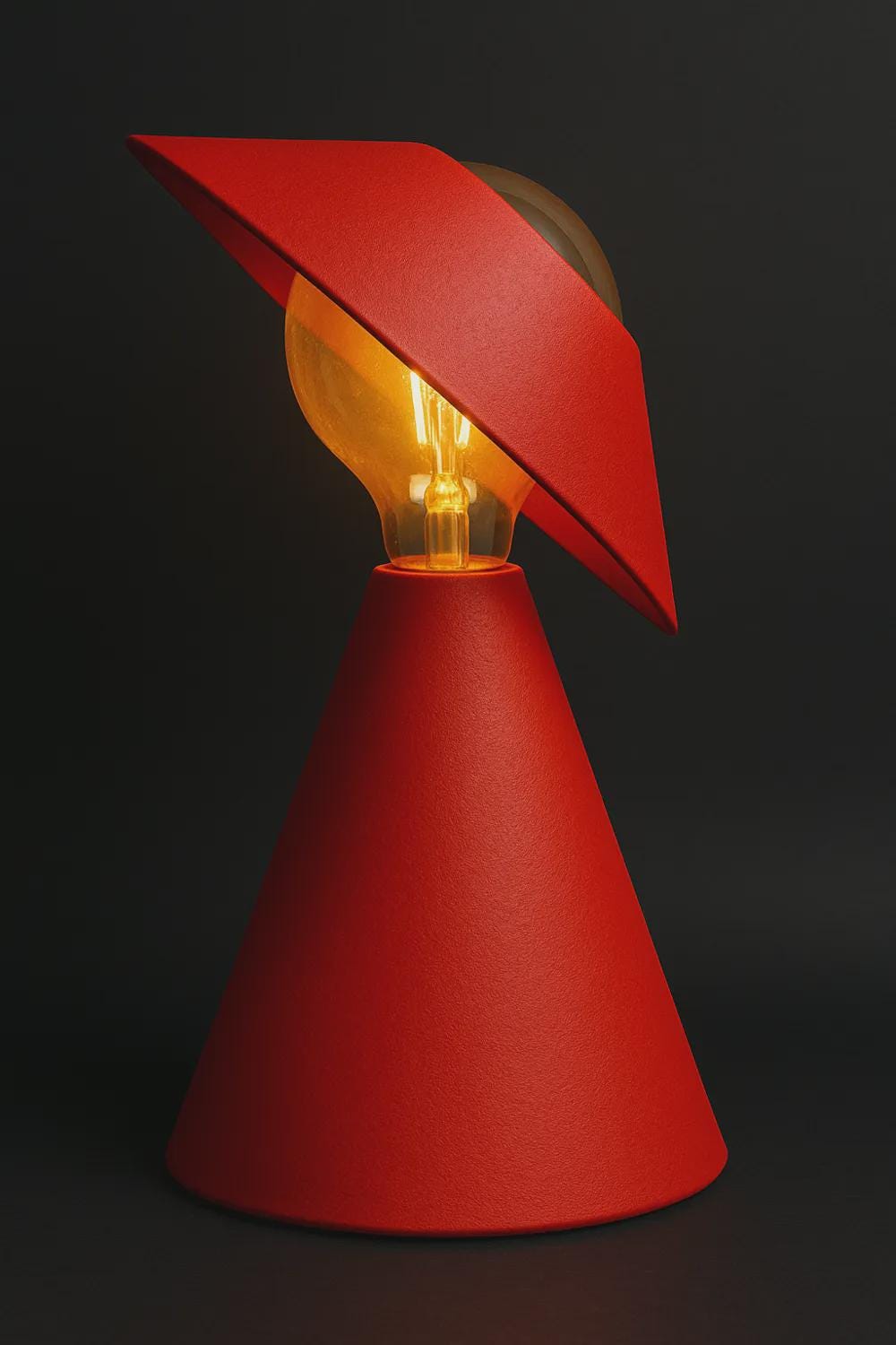 Sculptural 3D Printed Table Lamp, Matte Black Tilt Shade, Modern Accent Light