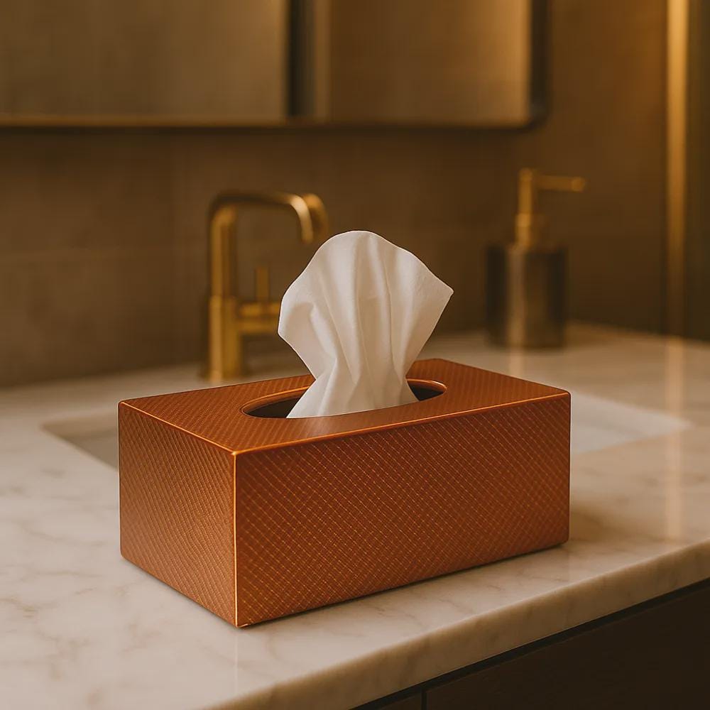 Textured Copper Tissue Box Cover, 3D Printed Bronze Home Decor (Made in Malta)