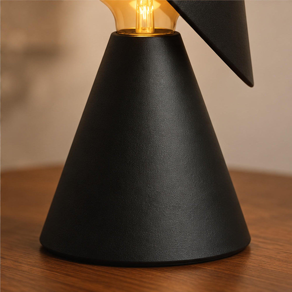Sculptural 3D Printed Table Lamp, Matte Black Tilt Shade, Modern Accent Light