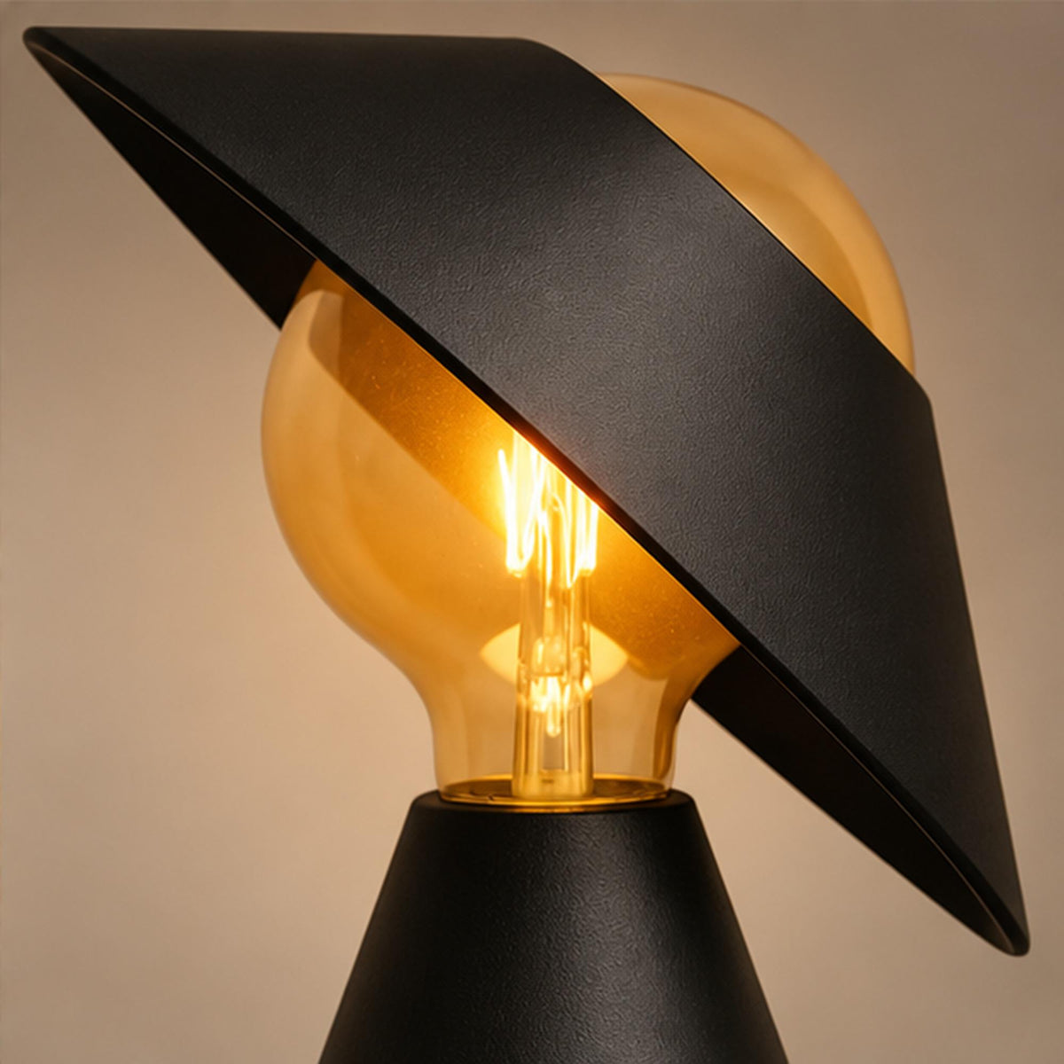 Sculptural 3D Printed Table Lamp, Matte Black Tilt Shade, Modern Accent Light