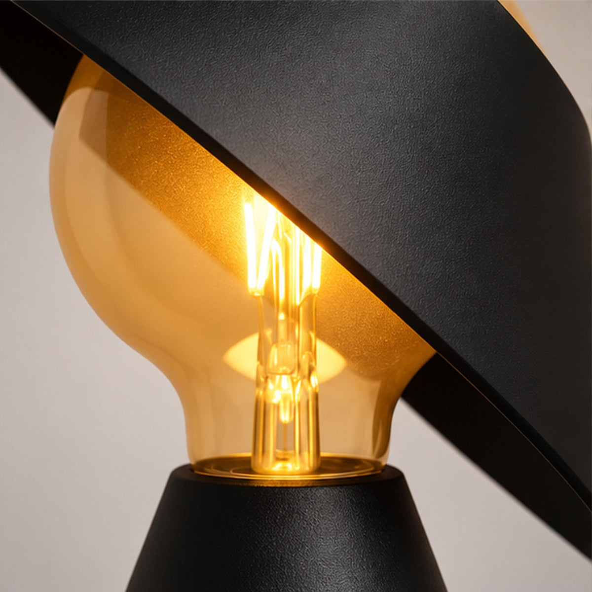 Sculptural 3D Printed Table Lamp, Matte Black Tilt Shade, Modern Accent Light